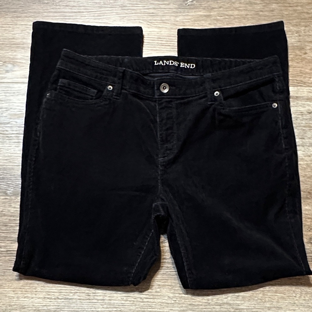 Lands' End Women's Classic Black Straight Leg Corduroy Jeans